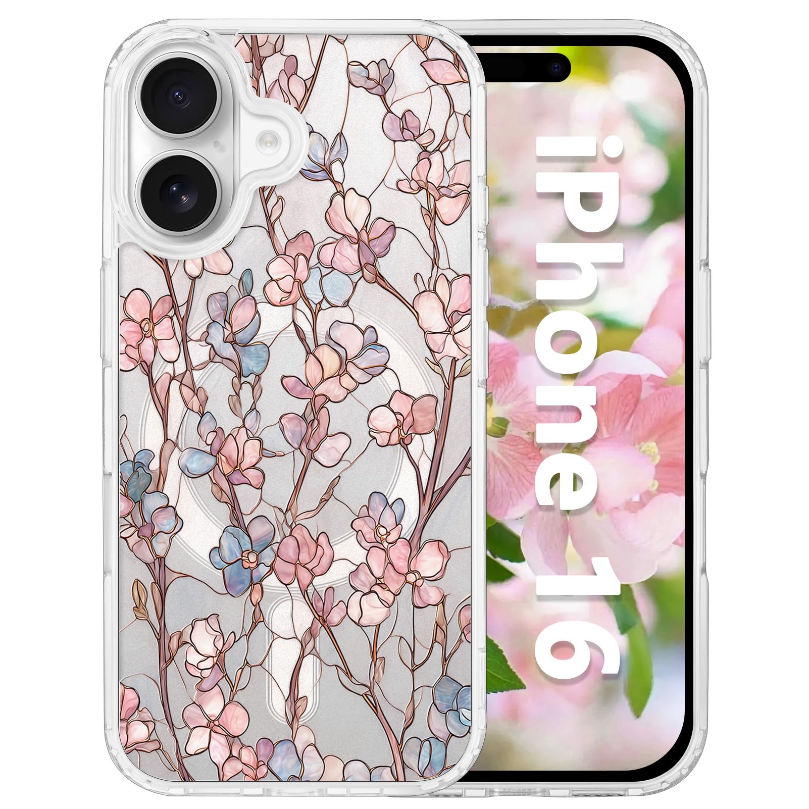 Coque antichoc iPhone 16 fleurie MagSafe pour éviter les rayures et chutes - 8