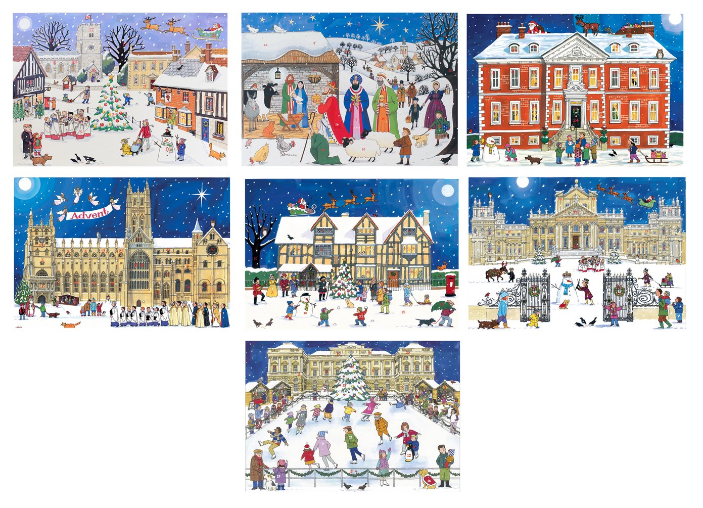 Alison Gardiner Pack of 8 Traditional Advent Calendar Cards - Mixed designs