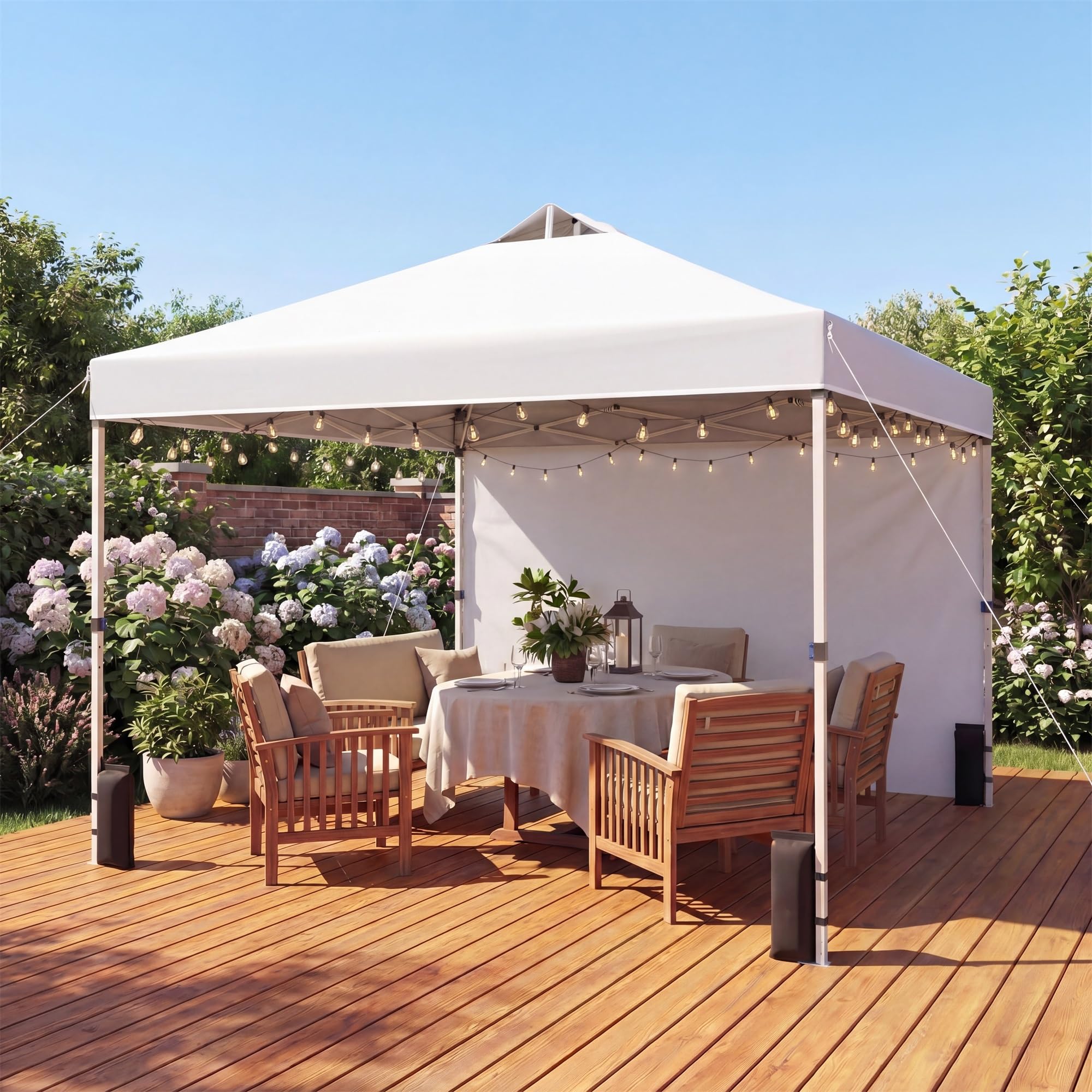GOPLUS Tonnelle Pliante 3 x 3 M, Barnum Pliant 3x3 M Pop-up, Structure en Métal Robuste, Hauteur Réglable 250/260/270 CM pour Pique-Niques Mariage (Blanc,3x3M)