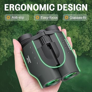 25x32 Compact Bird Watching Binoculars, High Powered for Adults Kids