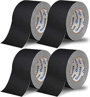 4 Pack Black Grade Gaffer Tape 4 Inch x 30 Yards, Floor Tape for Electrical Cords Cable Tape, Waterproof Rubber Adhesive No Residue Non-Reflective Matte Finish Gaff Tape, Multipurpose Gaffers Tape