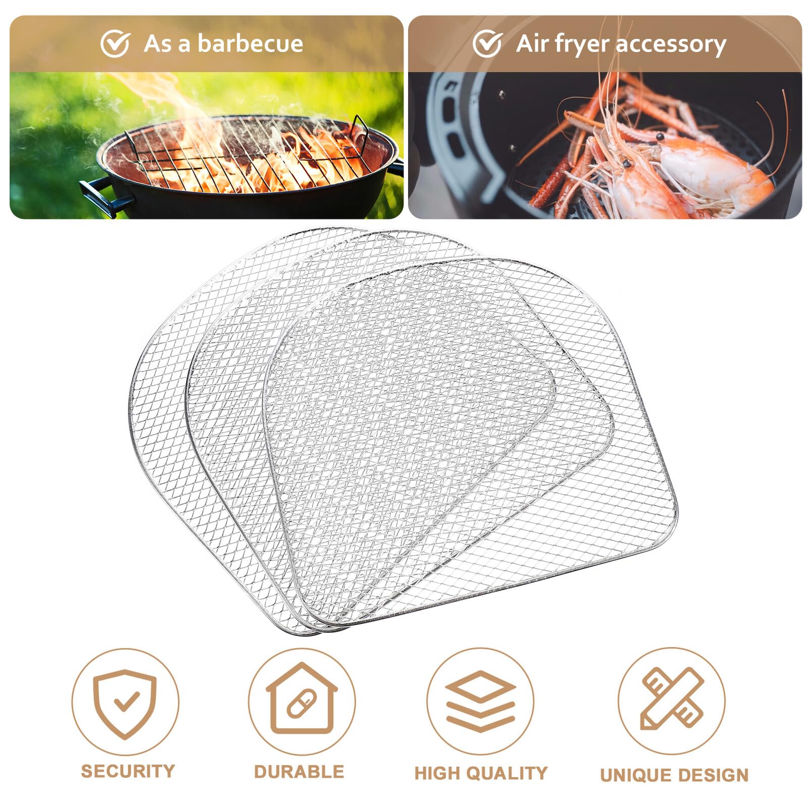 Hemobllo Accessori Forno Griglie in Acciaio Inossidabile per Disidratazione 3pezzi per Friggitrice ad Aria di Frutta e Carne in Bianco