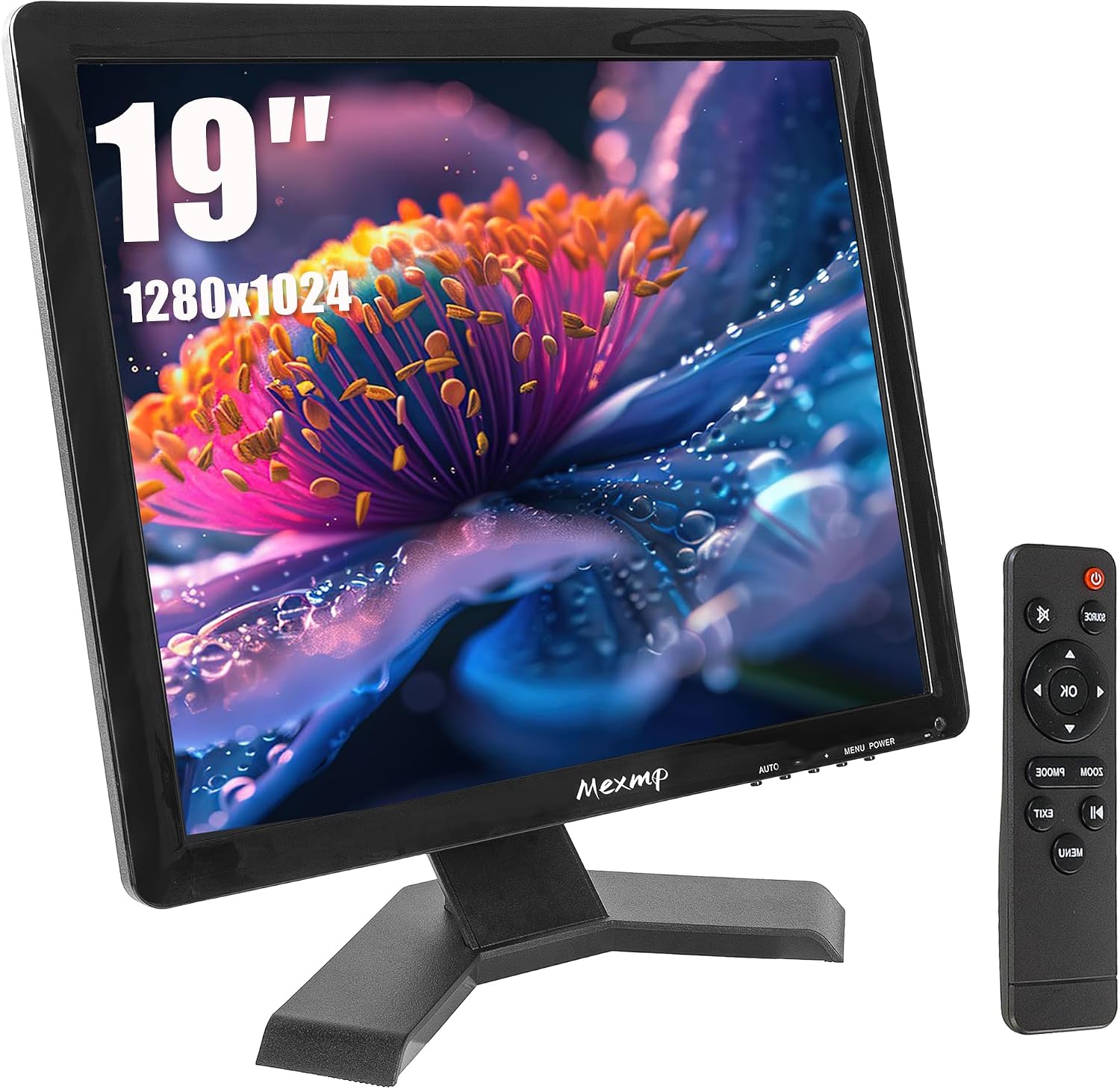 19" TFT LCD Monitor for CCTV Security | 1280x1024 4:3 Color Screen | HDMI/VGA/AV/BNC/USB Ports | Remote Control + Built-in Speakers | Compatible with Surveillance Cameras & Set-Top Boxes