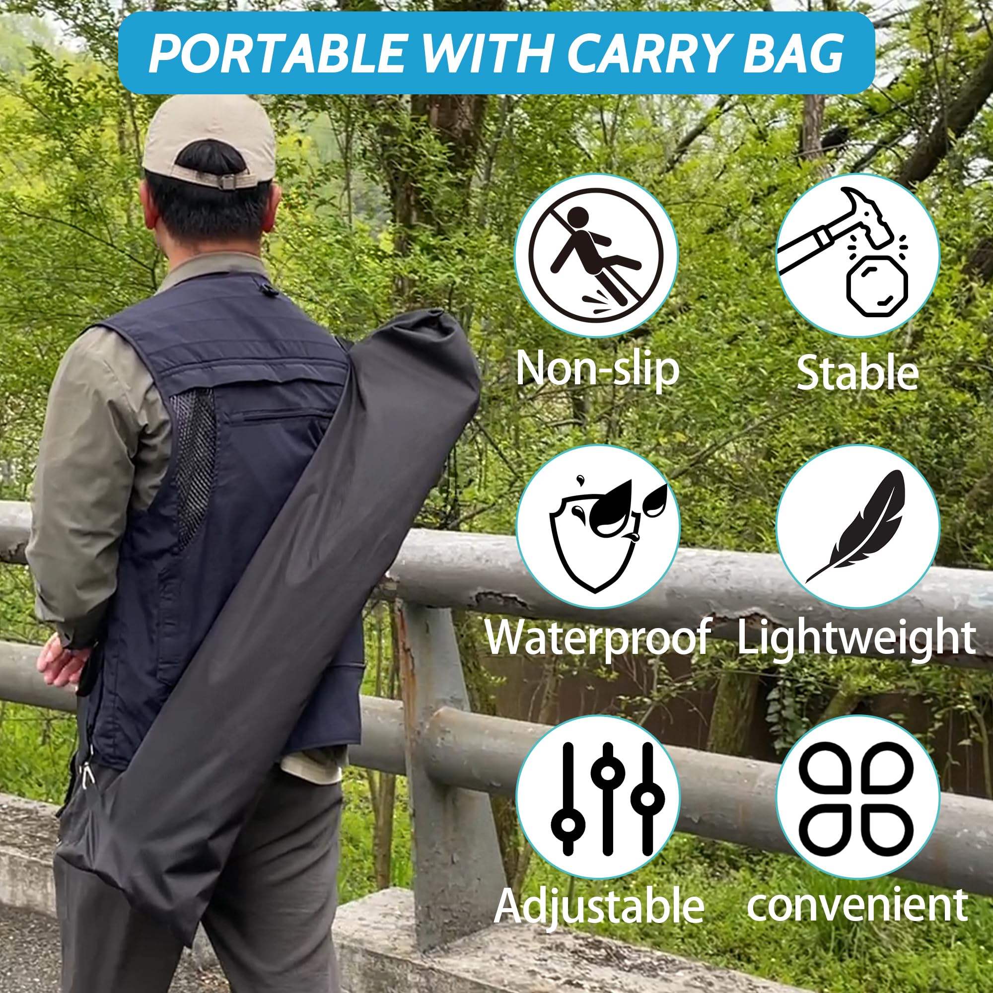 Bastone da passeggio pieghevole portatile 2 in 1 – Bastone da passeggio regolabile e sedile con cuscino non rimovibile, fino a 250 kg, leggero aiuto per la mobilità con base antiscivolo e