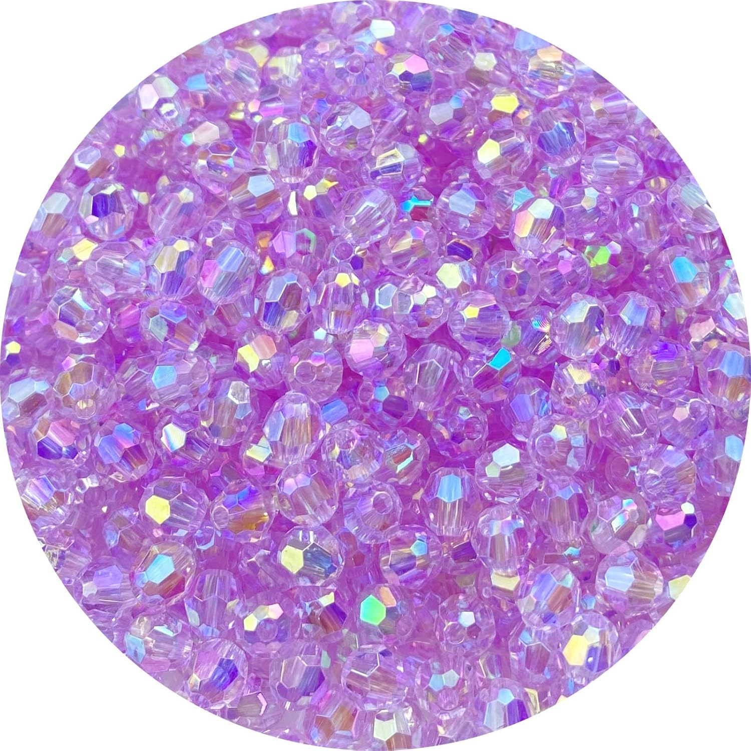 400 PCS 8mm Acrylic Faceted Spacer Beads AB Color Glossy Round Loose Beads for Jewelry Making Bracelet Necklace Earring Ornament Wind Chimes Key Chains(Light Purple AB)