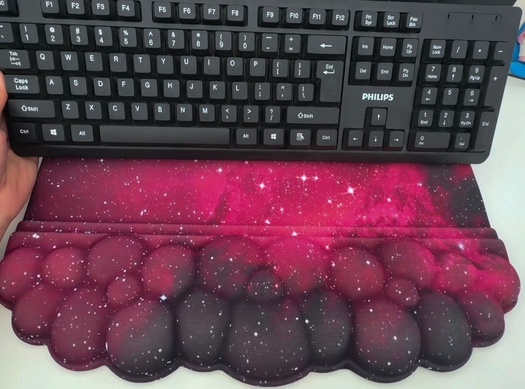 Watch Computer Keyboard Stand Pad with Wrist Rest Dark Pink Cloud on ...