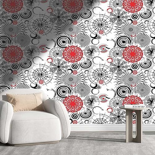 Papel de mandala para despegar y pegar, decoración de pared, decoración de pared, aplicación multiescenario de 59 pulgadas de ancho x 59 pulgadas de