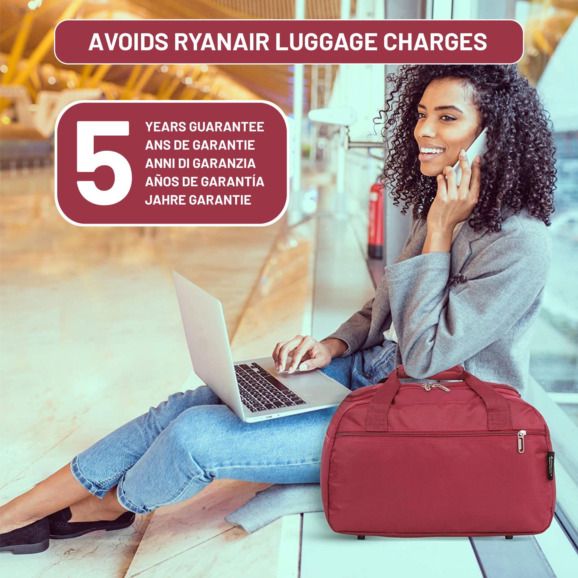 Buy Aerolite 40x20x25 2022 Ryanair Maximum Size Holdall Cabin Luggage Under Seat Flight Bag & 5