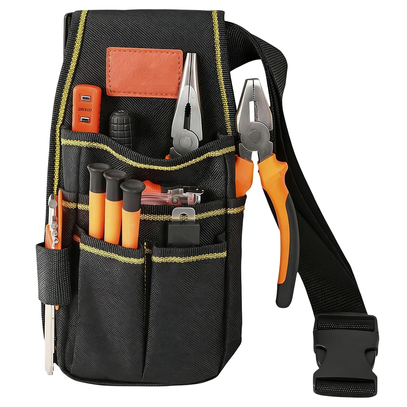 Tool Belt Bag Adjustable,Hardware Tool Storage Belt Bag for Carpenters,Gardeners,Builders,and Enthusiasts-Black