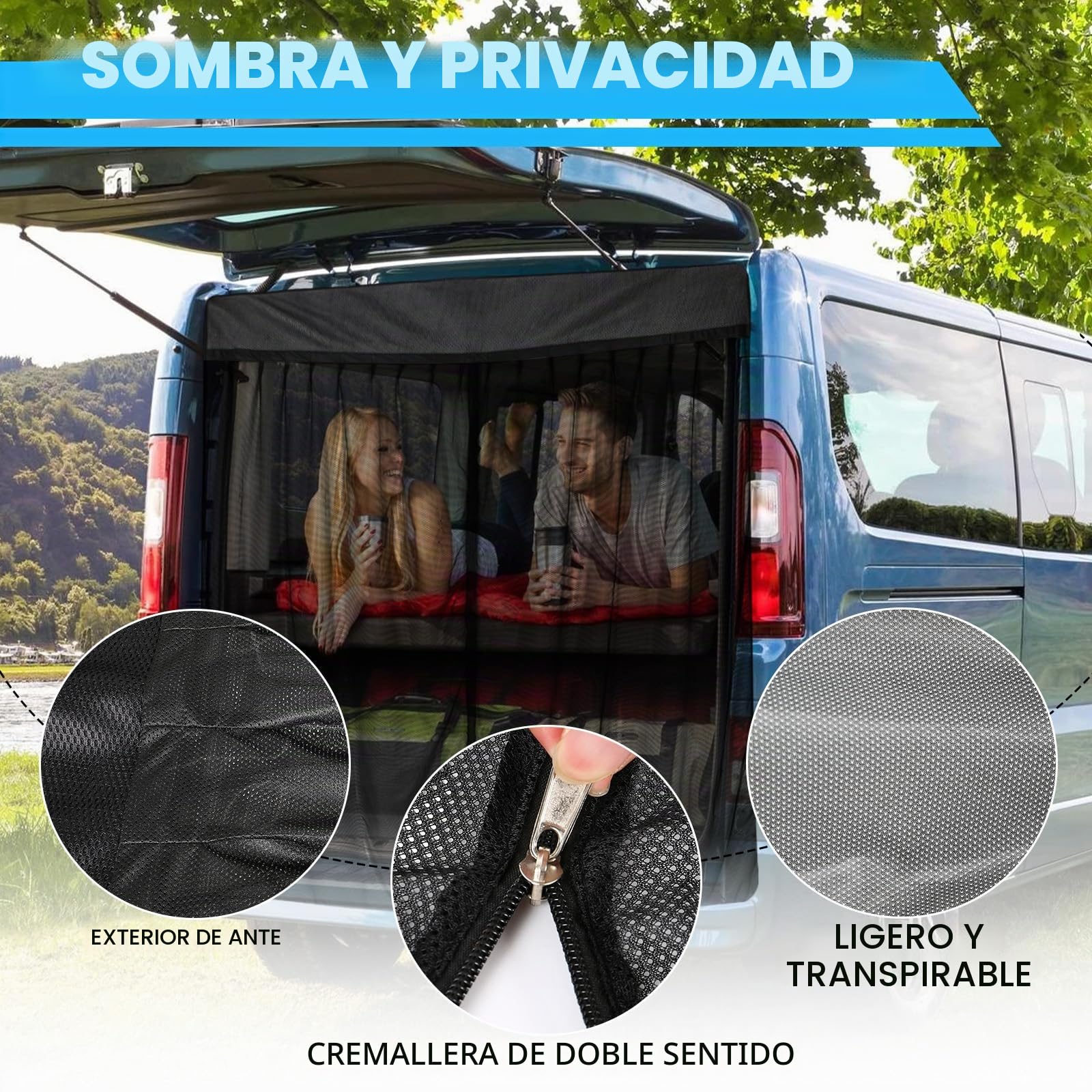 Mosquitera de Coche Reemplazo para Renault Trafic 2001-2024/Vivaro/Talento/NV300, Mosquitera para Puerta Trasera de Coche, Mosquitera Magnética de Una Sola Capa para Acampar