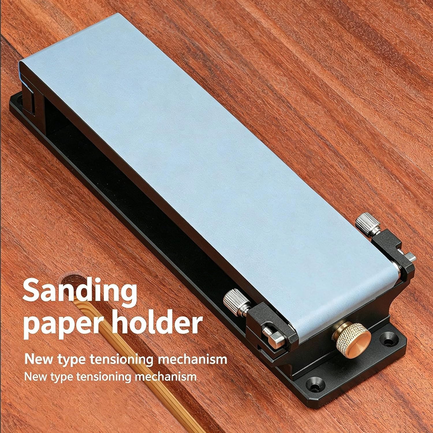 Soporte para papel de lija de aleación de aluminio, afilador de cuchillos de cuero DIY, ajuste de tensión, amoladora manual, accesorio para papel abrasivo, clip para papel de lija, para carpinteros