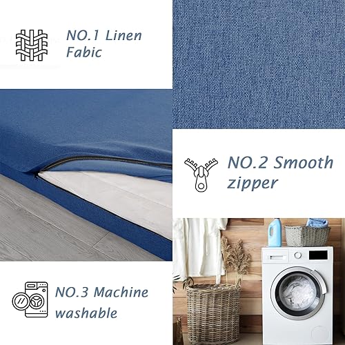 Miniatura 3 de Uspobve Sofá futón de suelo, sofá cama plegable, sofá cama convertible, sofá cama de tela para espacios pequeños, colchón de cama individual con