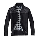 Men's Knitted Regular Fit Full Zip Cardigan Sweater with Soft Brushed Flannel Lining