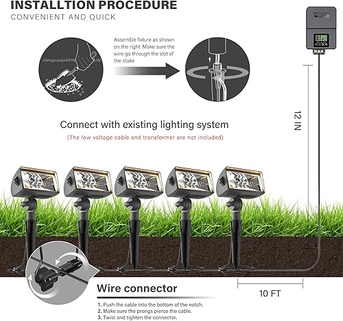 Miniatura 7 de VENUS MANUFACTURING Paquete de 2 luces LED de lavado de pared de bajo voltaje, 12 V, iluminación de paisaje, 18 W, 600 lúmenes, luz de bandera de
