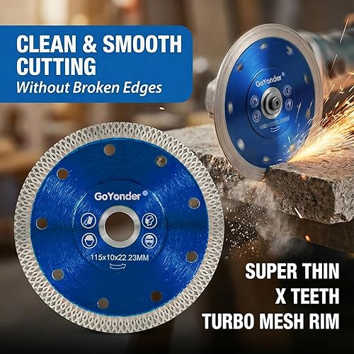 Miniatura 4 de GoYonder Hoja de diamante de 4.5 pulgadas para amoladora angular, hojas de sierra de diamante superfinas para corte húmedo y seco, hoja de diamante