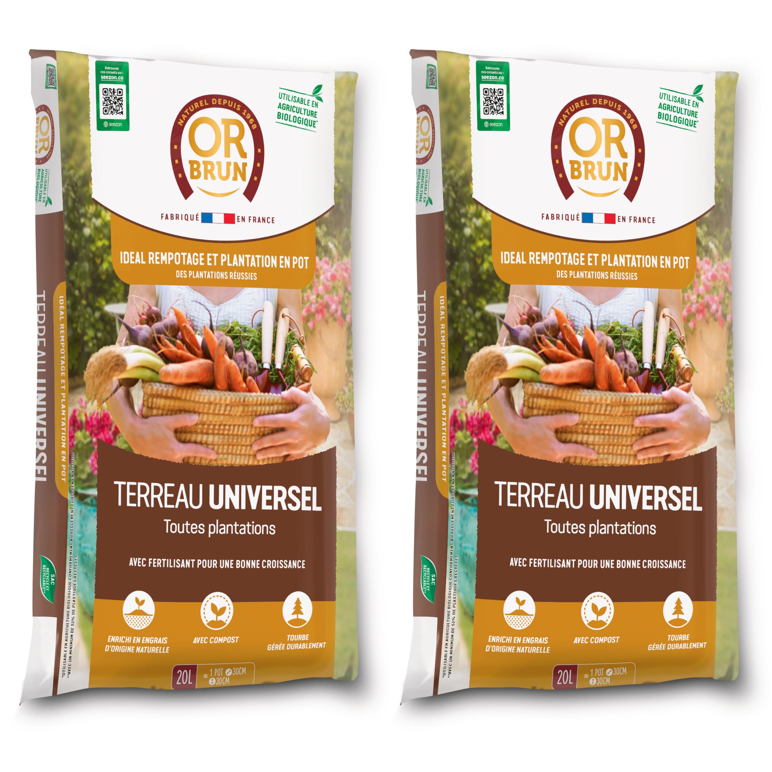 Multitanks Lot de 2 Sacs de Terreau Universel 20L Soit 40L