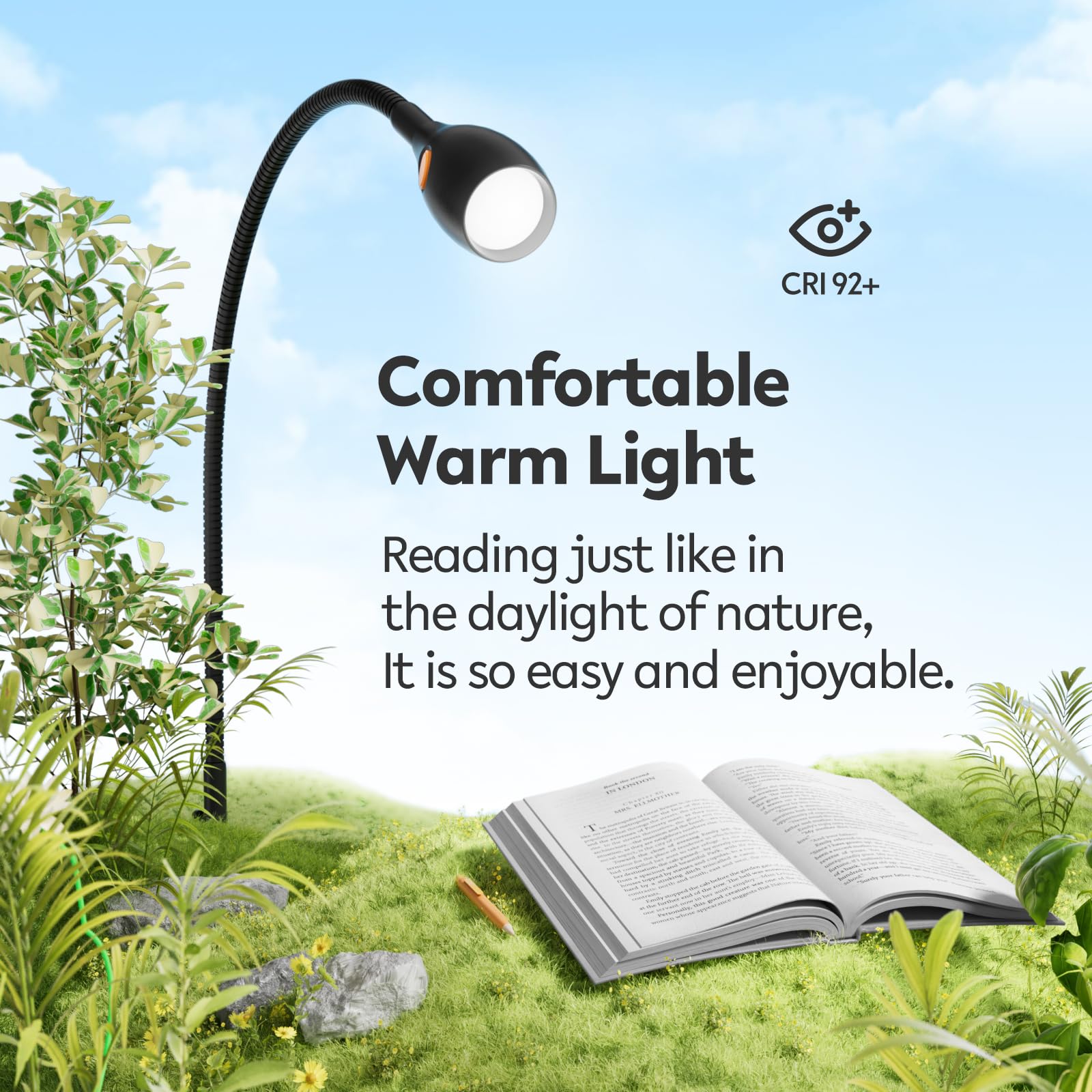 acegoo Lampada da lettura da parete, metallo luce da comodino libro dimmerabile 3000K/ambra, testa della lampada girevole, con interruttore flessibile collo d'oca nero (1 pack)