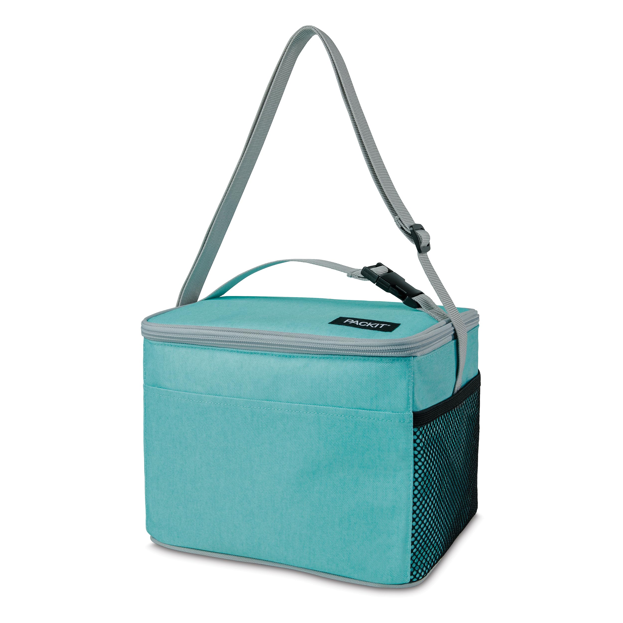 PackIt® Freezable Lunch Cooler, Soft Mint, Built with ECOFREEZE® Technology, Fully Freezable, Collapsible, Reusable, Mesh Side Pocket, Top Handle, Multi-Use Lunch Box, Cooler