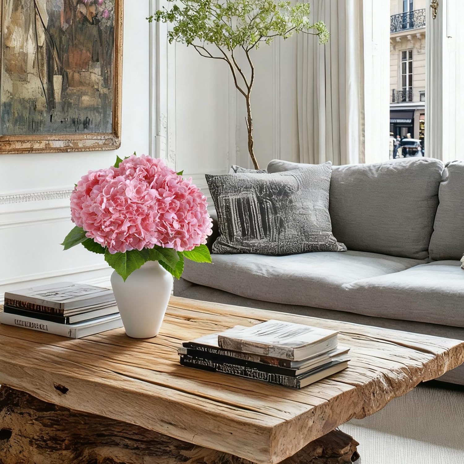 4Pcs Realistic Light Pink Hydrangea Artificial Flowers with Stems 19.68 Inch Latex Faux Hydrangeas Flower Real Touch Large Hydrangea for Weddings Bouquets Table Centerpieces Home Decor Party - Image 8