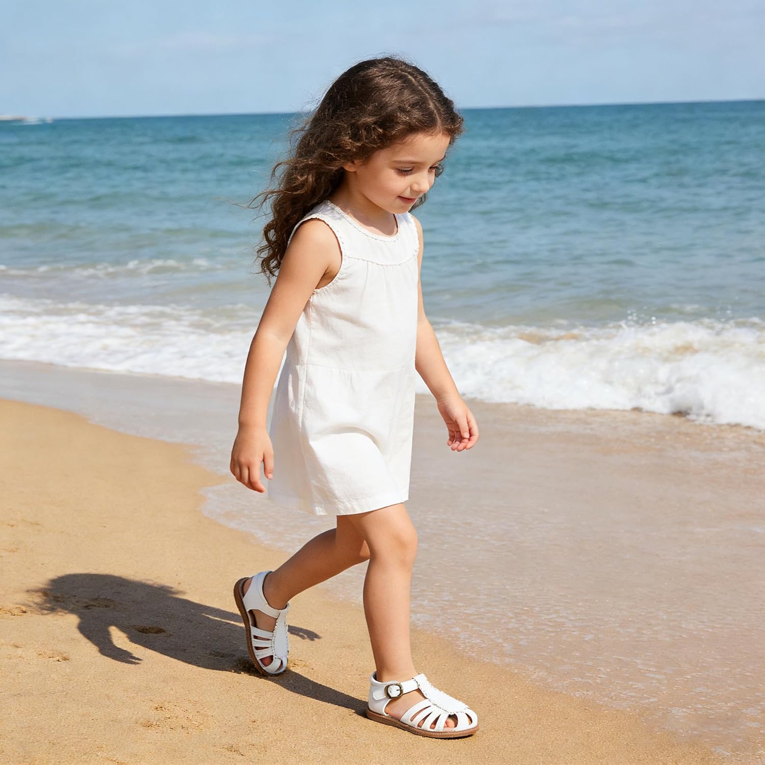 Toddler Girls Sandals Soft Closed Toe Princess Dress Flat Sandals Summer Shoes - Image 2