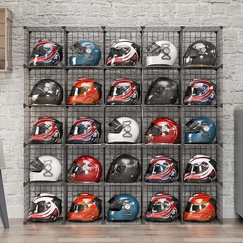 Vista 9 de Caja organizadora de sombreros, estante para casco de motocicleta montado en el piso, moderna tienda comercial al por menor vitrina