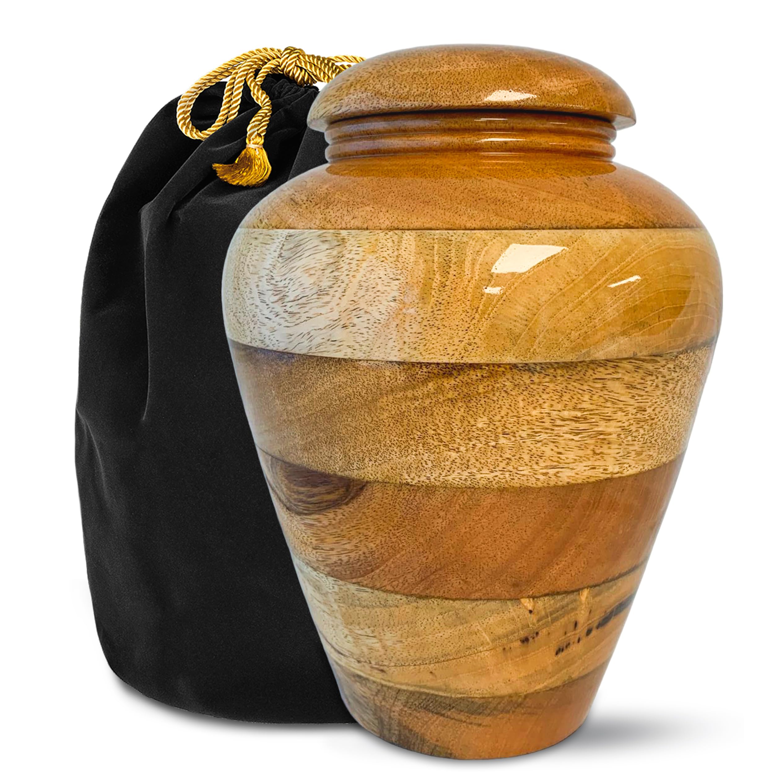 Handcrafted Wooden Urn for Ashes Adult Male – Large Cremation Urns for Human Ashes Adult Man & Women – Memorial Funeral Wood Urn for Home Display, or Burial