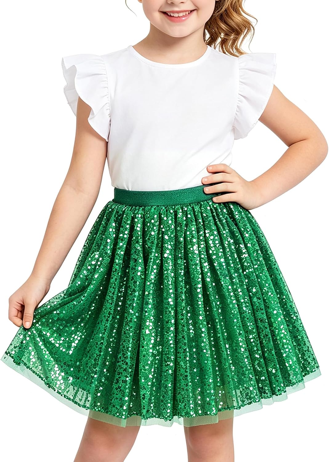 Magic Park 5-14Y Girl Sequin Tutu Skirt Kids Holiday Short Skirt