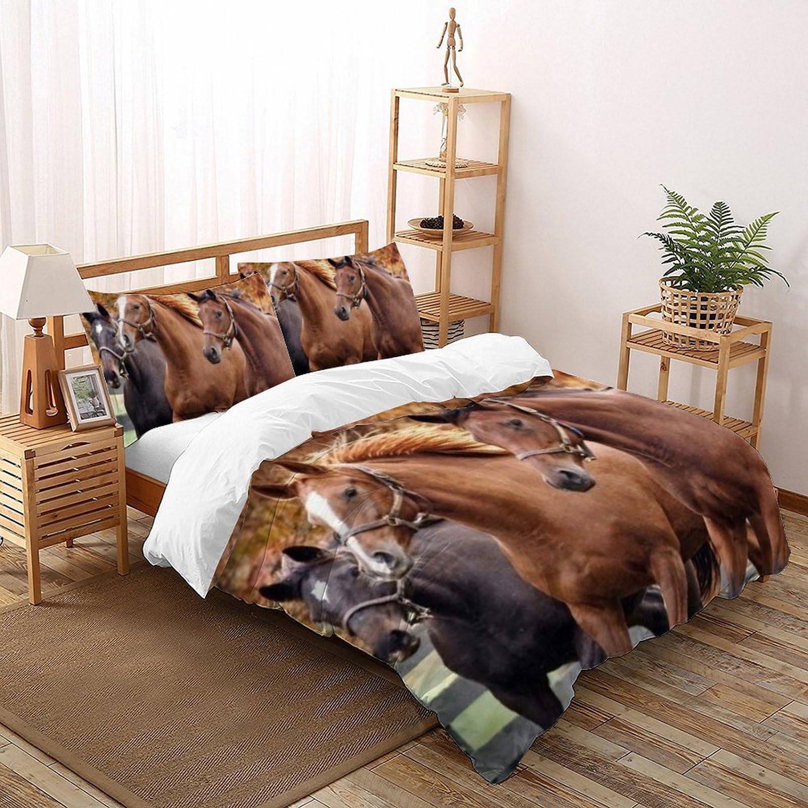 Housse de couette King animaux 3D en microfibre premium avec taies d'oreiller
