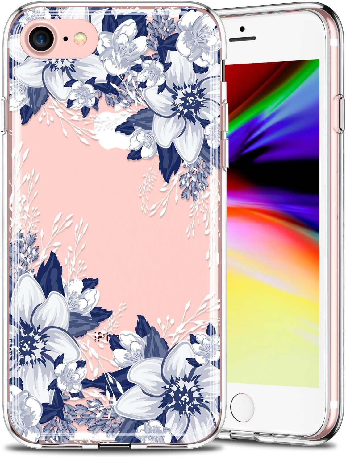 LUMARKE iPhone SE2 Case 2020,iPhone 7 Case,iPhone 8 Clear Case with Design for Girls Women,Soft Rubber Silicone Cover Protective Phone Case for iPhone 7/iPhone 8/New iPhone SE2
