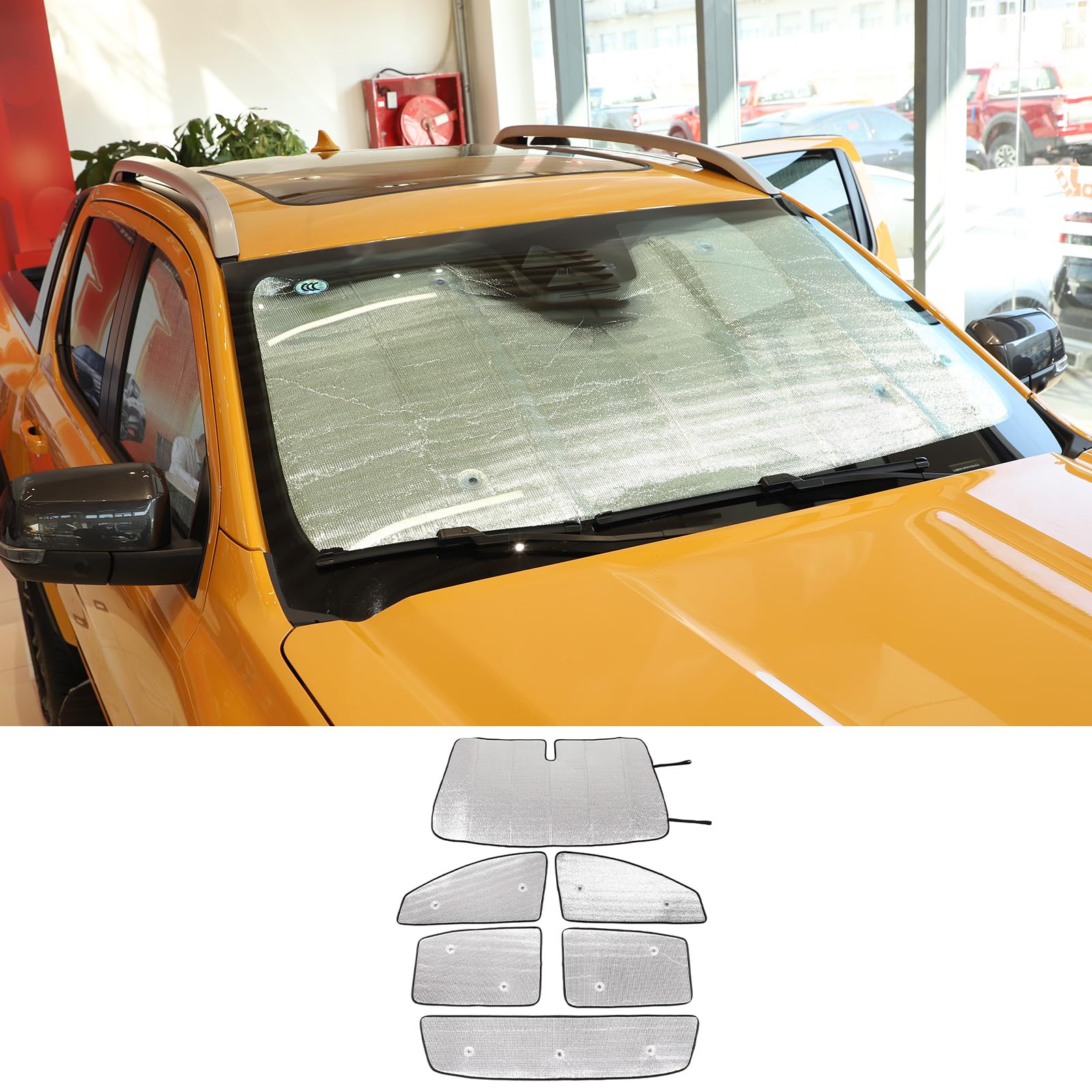 SS-402 - Parasol Para Parabrisas Delantero De Automóvil Compatible Con Ford Ranger (T6) 2018-2021, Protector Solar Estilo Acordeón De Ajuste Personalizado, Juego De 1 Pieza Plateado Y Gris