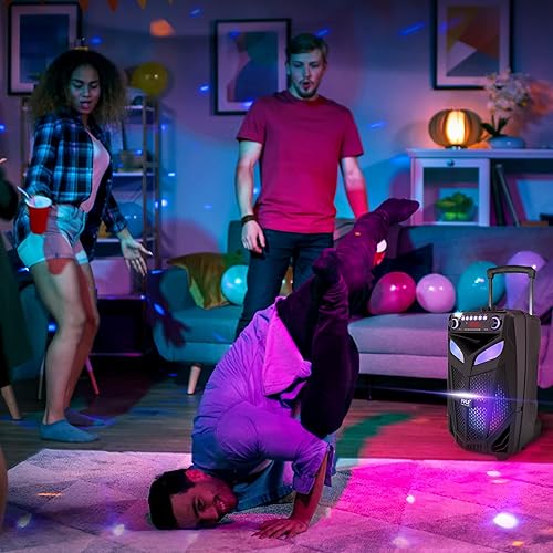 Miniatura 7 de Pyle Sistema de altavoces PA Bluetooth portátil, 600 W, 10 pulgadas, altavoz BT para interiores y exteriores, incluye 2 micrófonos inalámbricos