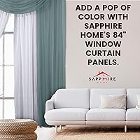 Vista 3 de Sapphire Home Sheer Curtains - Two Tone 4 Panels Set w/Valance & Tiebacks, 55"x84", Lightweight Light-Filtering Window Curtain for Living Room