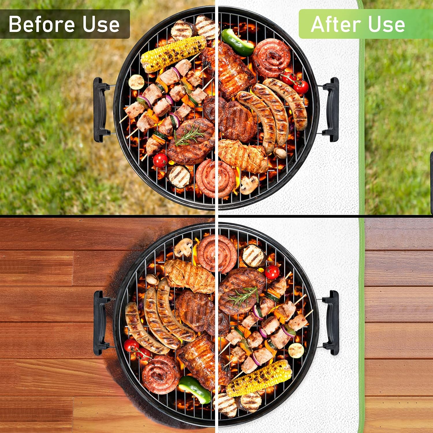 SOSPIRO Fireproof Mat Outdoor Square Patio Grill Mat Reusable BBQ