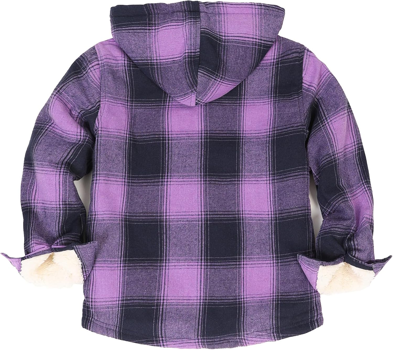 ThCreasa Girls Plaid Sherpa Lined Flannel Shirt Jacket Button Up Warm Jackets with Hood
