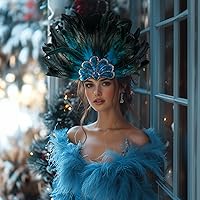 Vista 57 de HOMELEX Tocado de plumas negras para mujer, accesorios de carnaval caribeño