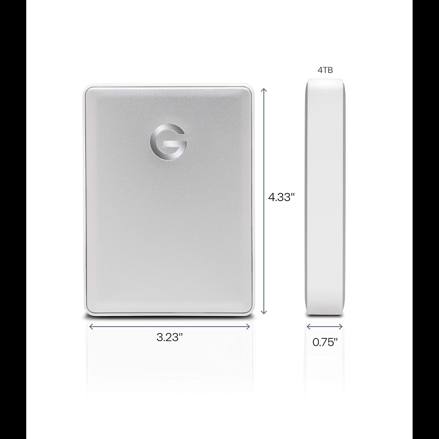 G-Technology 4TB G-DRIVE Mobile USB 3.0 Portable External Hard Drive, Silver - 0G06074