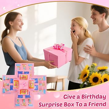 JIANTA 5 Layer Explosion Gift Box, DIY Surprise Box (Pink)