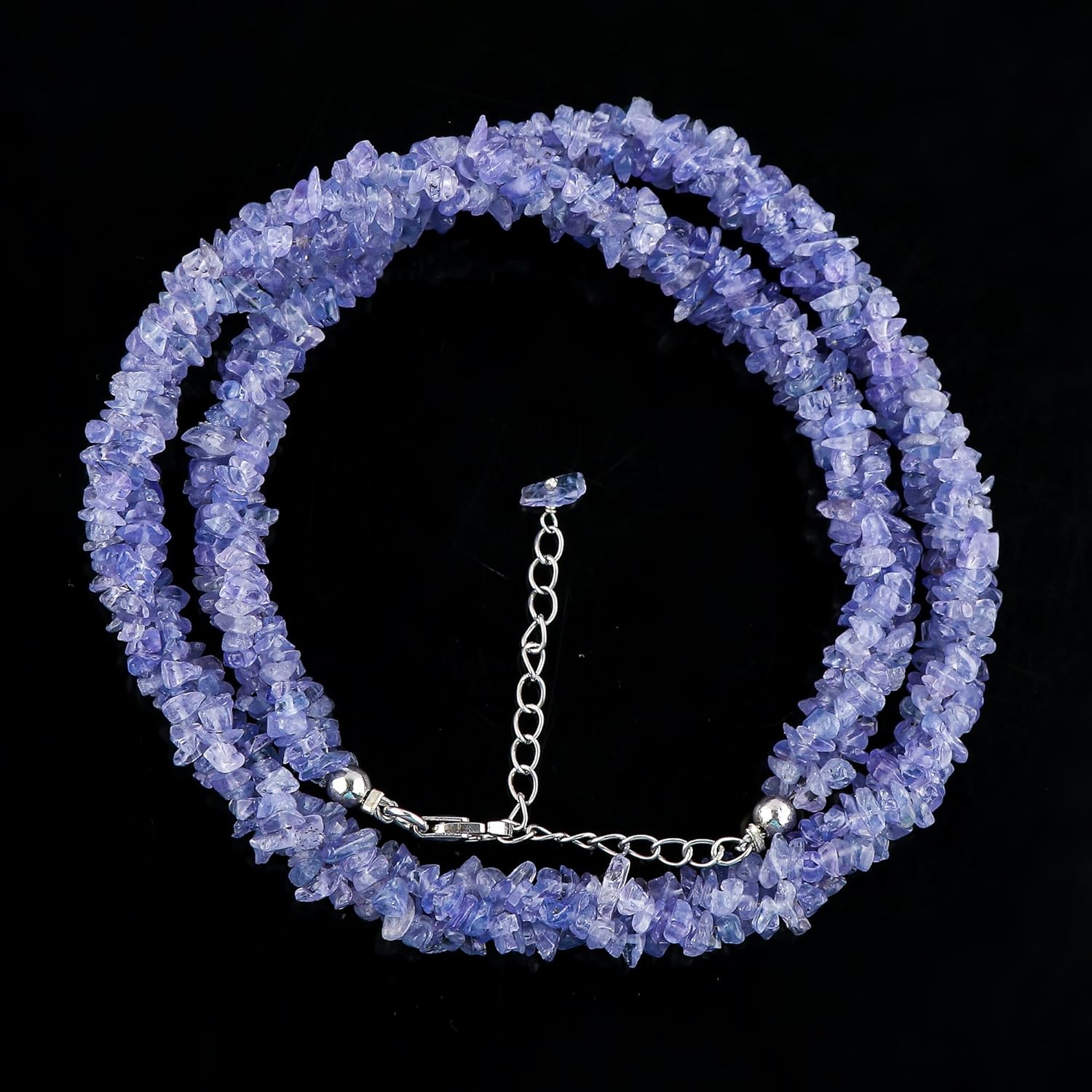 CRYSTALIS Natural Tanzanite Beads Choker Necklace, Braided Rope Crystals Necklace, Chips Nuggets Beaded Crystals, Chakra & Healing Gemstone, Gift Giving Women Jewelry 18 inch - Image 4