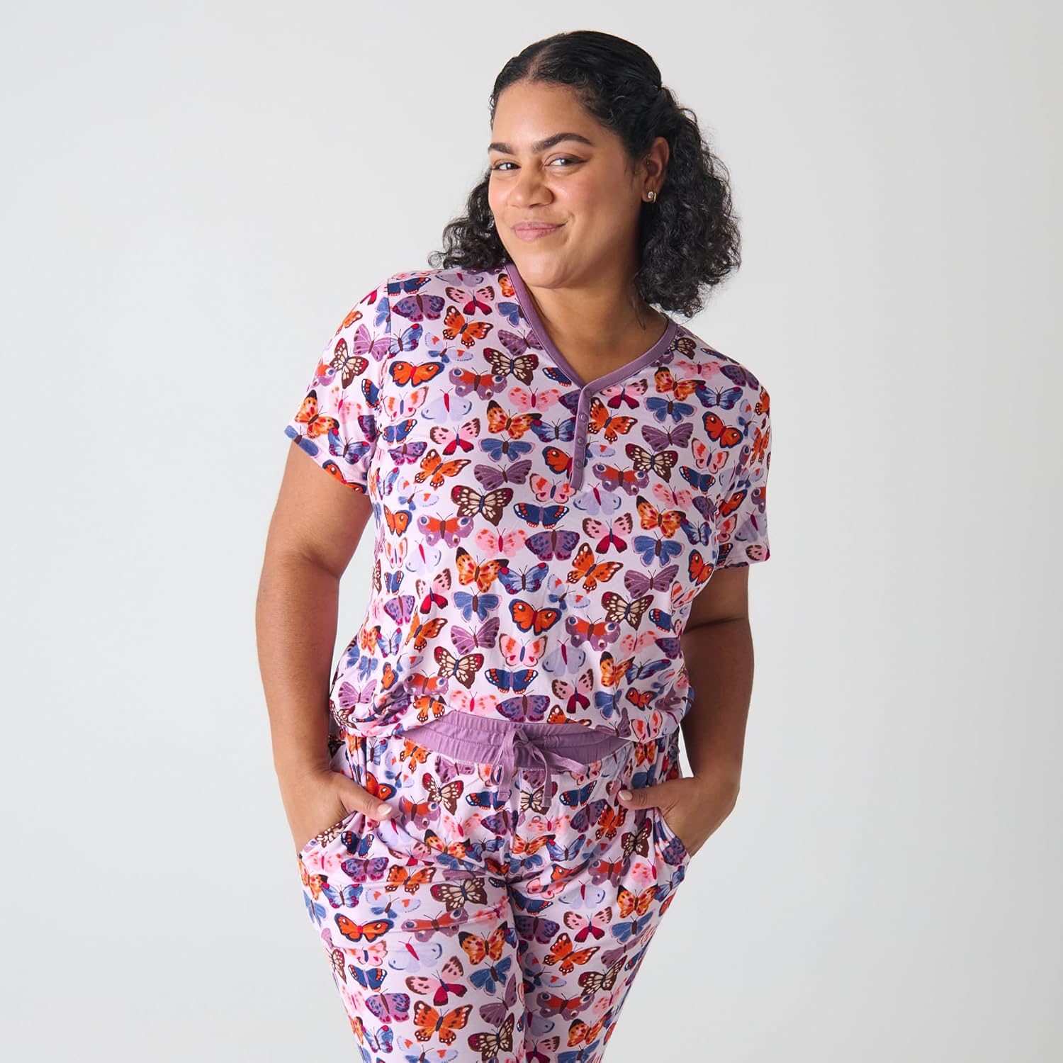 Little Sleepies Women's Pajama Top, Soft Viscose from Bamboo, Cooling Short Sleeve Summer Pajamas for Women Set, Easy Nursing