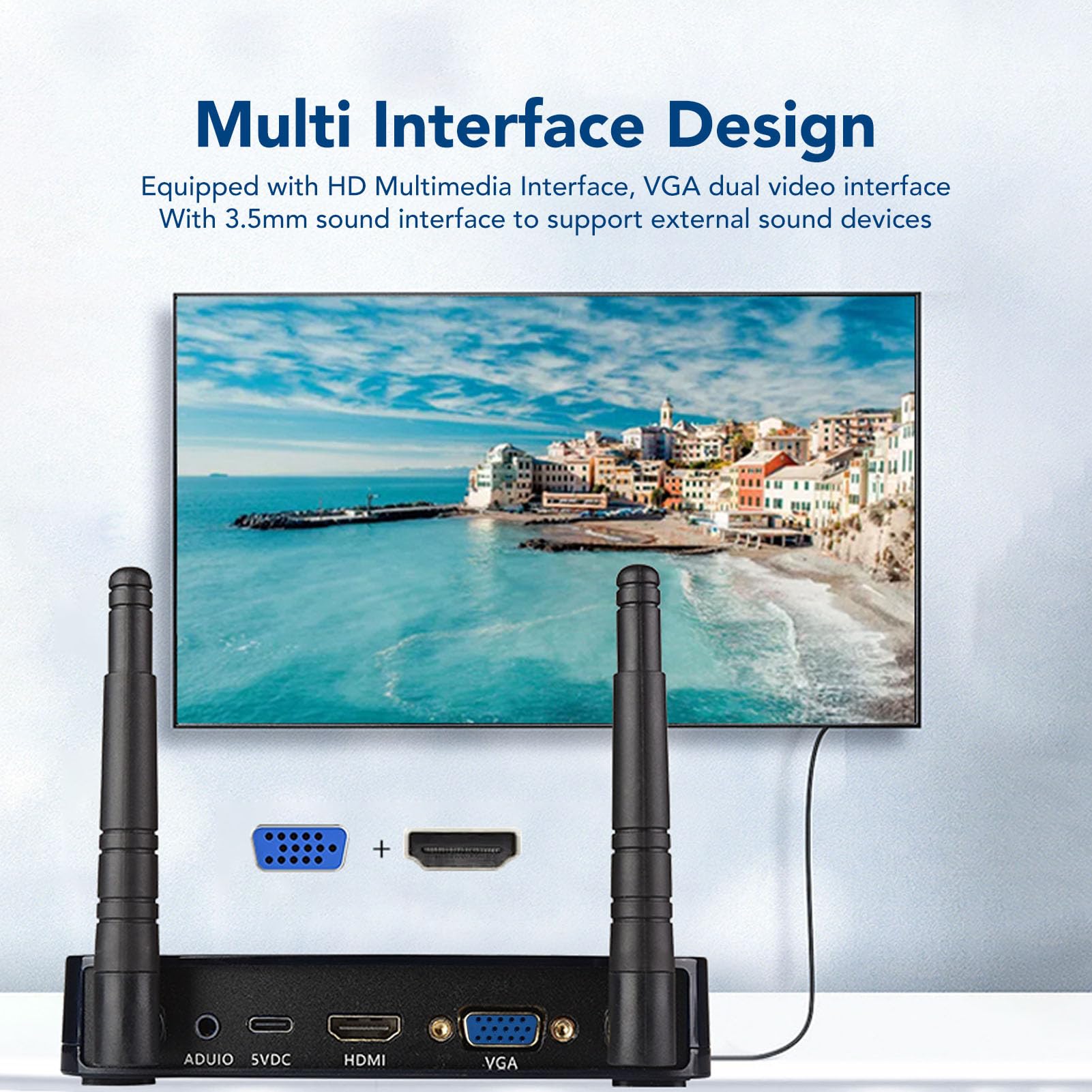 Bezprzewodowy Nadajnik i Odbiornik HDMI, 328FT Full HD 1080P Bezprzewodowy Sprzęt do Prezentacji Adapter HDMI do Laptopa PC Projektor Telewizyjny (Wtyczka UE)