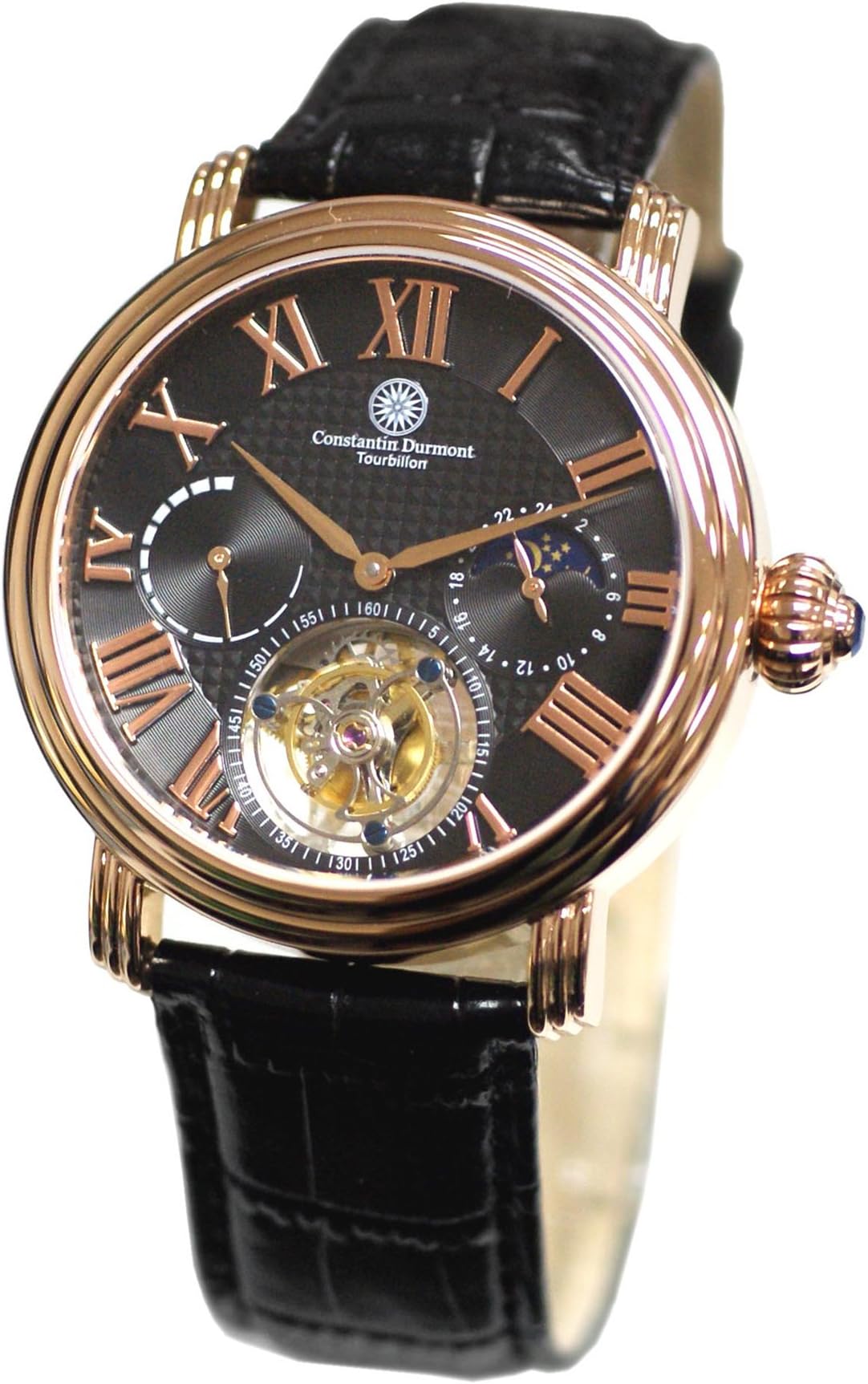 Constantin Durmont Men's Watch Tourbillon Elation Analogue Hand Winding Leather CD Elat PWR DN LT Rgrg BK