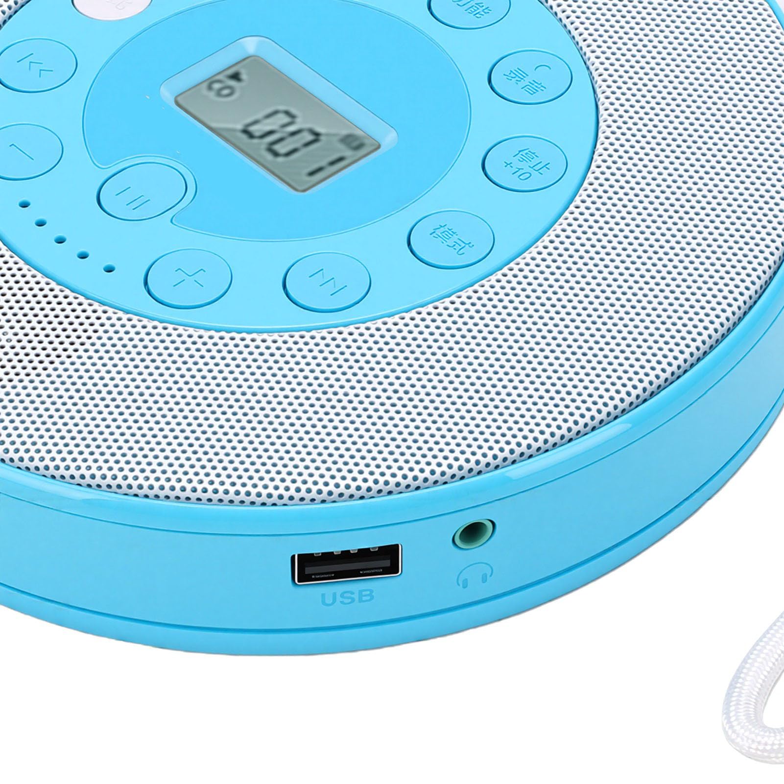 Karlak Lettore CD Portatile con Batteria Ricaricabile da 2000 MAh e Altoparlante per Viaggi in Auto a Casa - Microfono Incorporato (Blu)