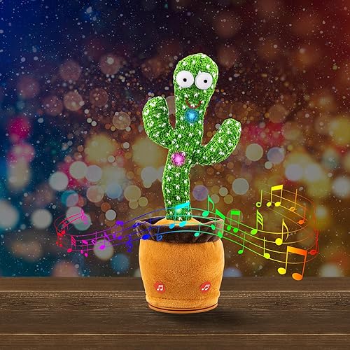 Miniatura 5 de Ayeboovi Juguete para bebé de cactus que habla bailando, imitando el juguete de grabación repite lo que dices, cantando 120 canciones, juguetes para