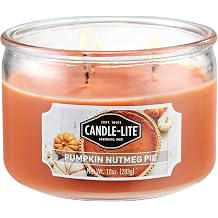 Candle-lite Scented Candles, Pumpkin Nutmeg Pie Fragrance, One 10 oz. Three Wick Aromatherapy Candle with 20-40 Hours of Burn Time, Orange Color