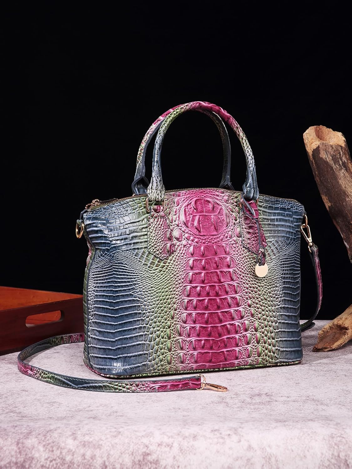 Women Purse Satchel Bag Long Crossbody Classy Tote Bag Top Handle Vegan Leather Ladies Handbags Embossed Pattern - Image 3