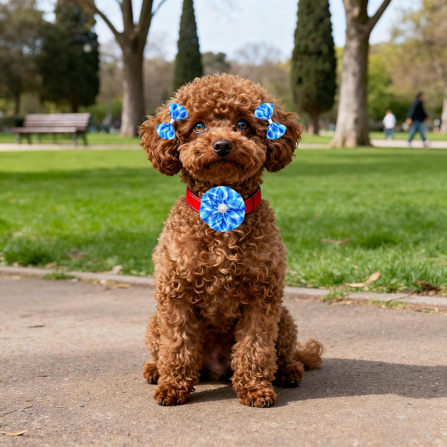 120PCS Dog Bows Plaid Bulk Include 20PCS Bowties with Adjustable Buckle 40PCS Hair Bows 60PCS Flowers and Bowties Attachments for Small Medium Cats Pets Grooming Accessories