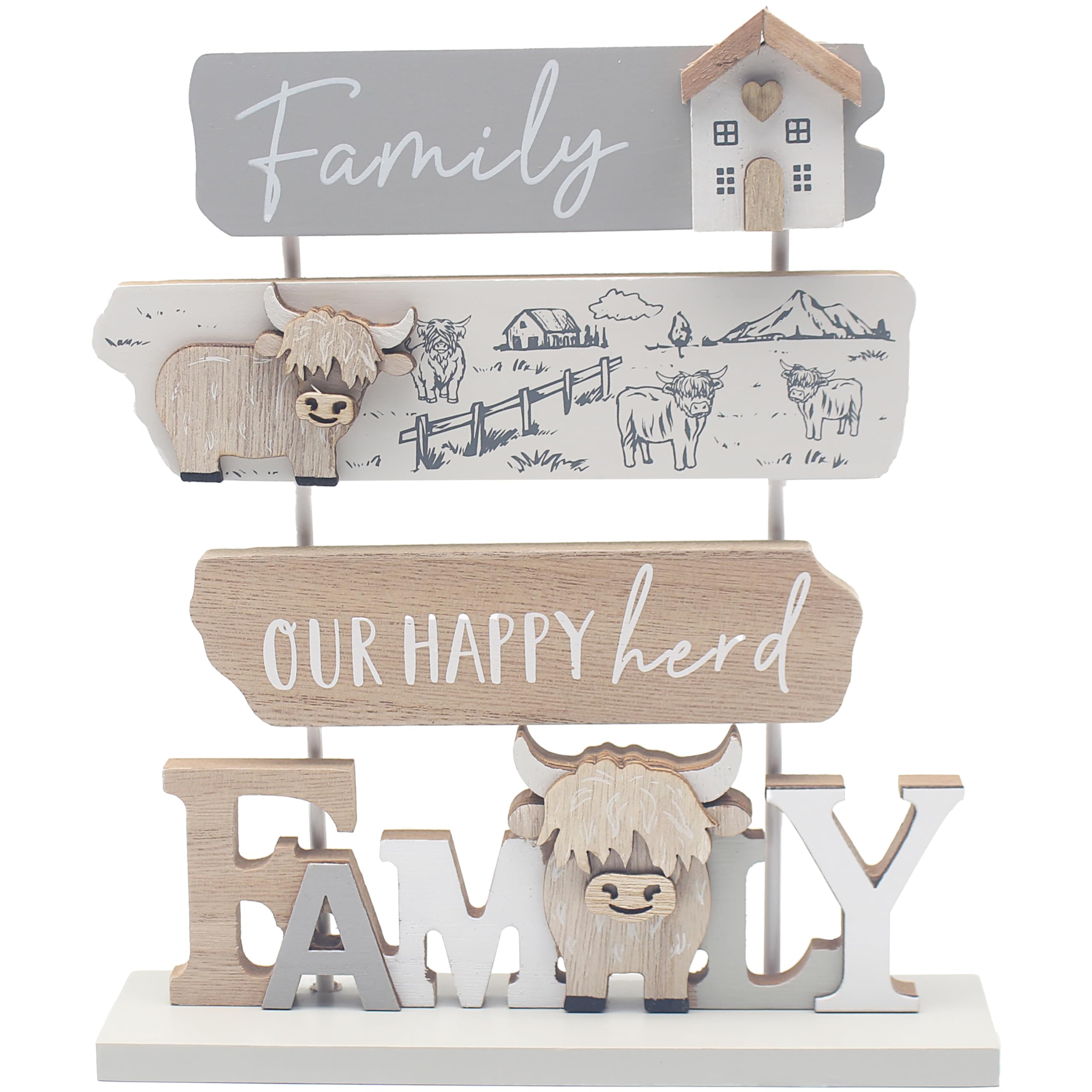 Garden Greatness Highland Cow Tiered Family Plaque from B&Q
