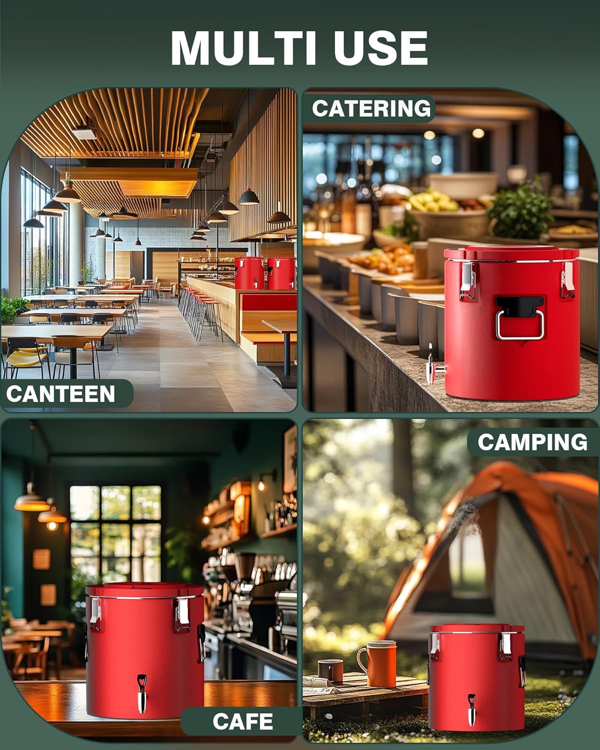 WantJoin Insulated Beverage Dispenser - 8 Gallon Hot and Cold Drink Container with 304 Stainless Steel Interior, for Iced Coffee Juice Chocolate Tea Milk Restaurant Party Sports Camping