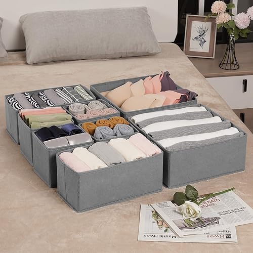 Miniatura 9 de Criusia Organizador de cajones de ropa, paquete de 16 organizadores de cajones de ropa interior, organizadores plegables de armario y divisores de