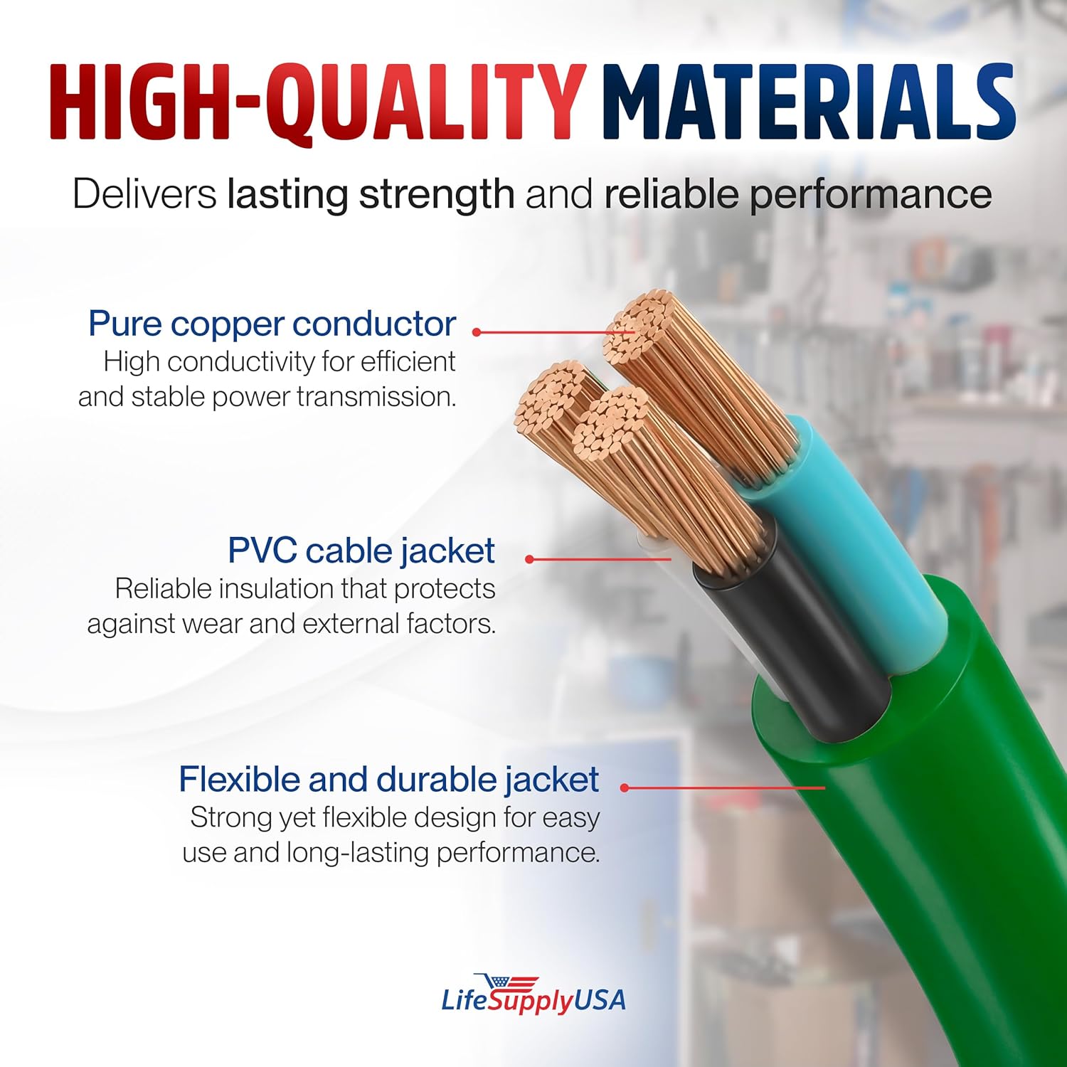 100ft Outdoor/Indoor Extension Cord 14/3 Gauge Heavy Duty 3 Prong SJTW, Waterproof, Flexible Cold-Resistant Long Power Cord,13A 125V 1625W, Green by LifeSupplyUSA